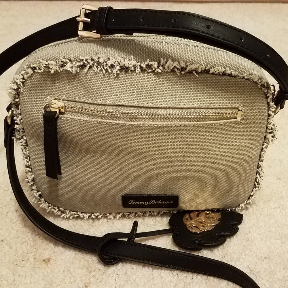 Auth Tommy Bahama Crossbody Beige Fringe detail NWOT!